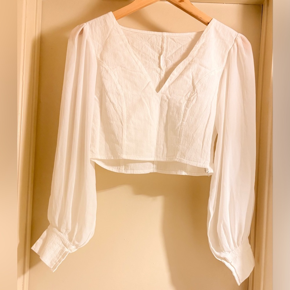 NWOT SHEIN Elegant White Puff Sleeve Blouse